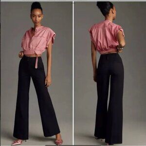 Anthropologie Maeve The Naomi Ponte Wide-Leg Flare Pants Size 10 NWT